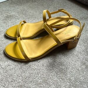 Urban Outfitters Minimal Strappy Block Heel Sandals Citron Green 8
